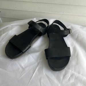Clarks originals black leather simple sandals